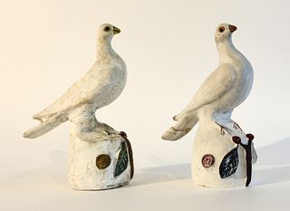 Two Chalkware Doves