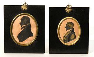 2 English Miniature Silhouettes of Gentleman