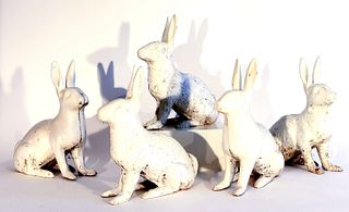 Eight Cast Iron Rabbits