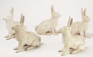 5 Cast Iron Rabbits