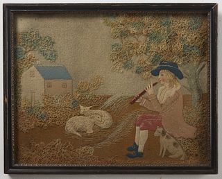 Feltwork Picture of Musician Sheep and Dog