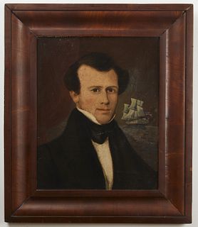 Primitive Portrait of a Man with Clipper Ship