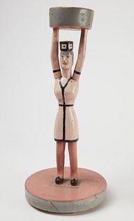 Carved Folk Art Figure of Waitress