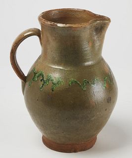 Redware Pitcher with Green Slip