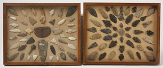 Collection 4 framed Groups of Native Arrowheads
