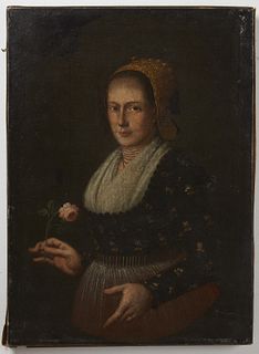 Early European Portrait of a Lady with Flower