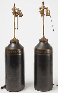 Pair of MCM Pottery Lamps