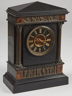 Large Bronze and Marble Tiffany Mantle Clock