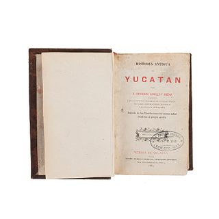 Carillo y Ancona, Crescenció. Historia Antigüa de Yucatán. Mérida de Yucatán: Gamboa Guzmán y Hermano, 1883. 5 láminas (una plegada).