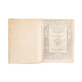 Finei, Orontii (Oronce Finé). De Solaribus Horologiis, & Quadrantibus, Libri Quatuor. Paris, 1560. Una lámina plegada.
