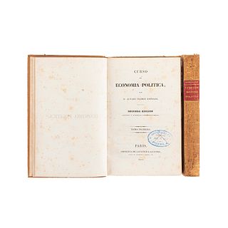 Flores Estrada, Álvaro. Curso de Economía Política. París: Imprenta de Gaultier Laguionie, 1831. 2a. edición. Tomos I - II. Pzs: 2.
