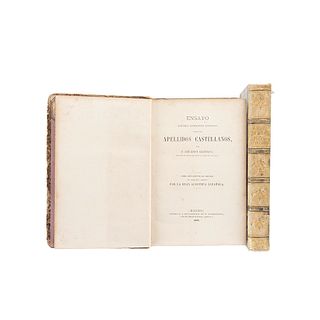 Ensayo Histórico, Etimológico Filológico Sobre los Apellidos Castellanos. Dos autores difrentres. Madrid: 1871. Piezas: 2.