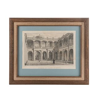Gualdi, Pedro. Interior del Colegio de Minería. México: Lito Junto al Correo, 1841. Litografía. Firmada en plancha.