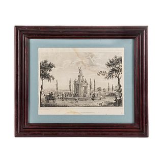 Gualdi, Pedro. Paseo de la Independencia. México: Impta. Lito. de Masse y Decaen, 1841. Litografía. Firmada en plancha.