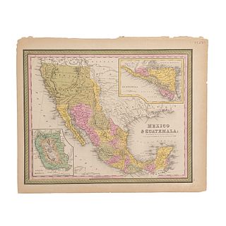 Mitchell, Augustus. Mexico & Guatemala. Philadelphia, 1848. Mapa grabado coloreado.