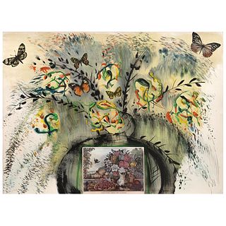 SALVADOR DALÍ, Flowers and Fruit, from the series Currier & Ives, 1971, Signed in pencil, Lithograph with collage 121/250, 21.2 x 29.5" (54x75 cm), Do
