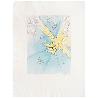 SALVADOR DALÍ, A Shattering Entrance upon the American Stage, 1974, Signed, Dry point and stencil 126 / 195, 15.7 x 11.8" (40 x 30 cm)