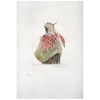 GUILLERMO MEZA, Untitled, Signed, Etching a la poupeé P. A., 9.4 x 7.4" (24 x 19 cm)
