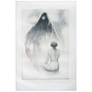 GUILLERMO MEZA, Untitled, Signed and dated 85, Dry point etching P.T / III, 11.8 x 7.8" (30 x 20 cm)