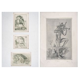 FEDERICO CANTÚ, Untitled and Orfeo, Signed in pencil and on plate, Burin engraving without print number, Pieces: 2