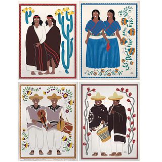 CARLOS MÉRIDA, from the binder Trajes regionales mexicanos, Various titles, signed on plate, Serigraphies without print number, 11.8 x 9" (30x23 cm), 