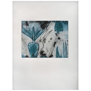 MAGALI LARA, Las huellas, from the binder Grafika, Signed and dated 88, Aquatint and dry point a la poupeé 24 /56, 7.4 x 9.4" (19 x 24 cm)
