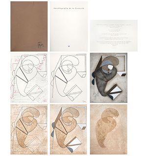 MANUEL FELGUÉREZ, Autobiografía de la Creación, Signed, Serigraphy and sculpture 8 / 100, 14.9 x 11.4" (38 x 29 cm), Pieces: 6
