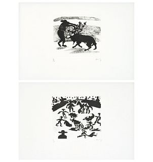 SERGIO HERNÁNDEZ, Untitled, from the series Tauromaquia, Signed, Engravings 19 / 20, 5.9 x 6.6" (15 x 17 cm) each, Pieces: 2