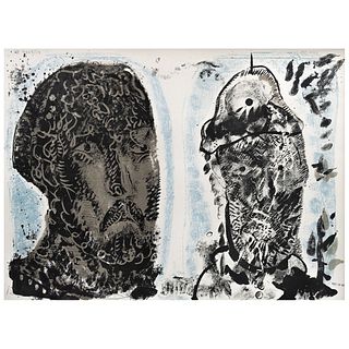 JOSÉ LUIS CUEVAS, Paul Gaugin y Vincent Van Gogh, from the binder Crime by Cuevas, 1968, Signed, Lithograph 85 / 100, 21.8 x 28.3" (55.5 x 72 cm)