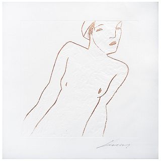 JOSÉ LUIS CUEVAS, Untitled, Signed, Etching and embossing without print number, 11.4 x 11.4" (29 x 29 cm)