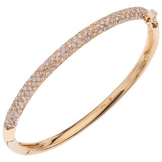 BRACELET WITH DIAMONDS IN 18K YELLOW GOLD, Rigid, Box clasp with 8-shaped safety, Weight: 22.6 g. 