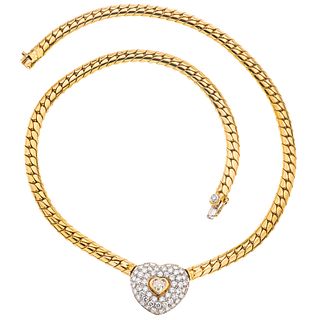 CHOKER WITH DIAMONDS IN 18K YELLOW GOLD, Box clasp with 8-shaped safety, Weight: 32.3 g