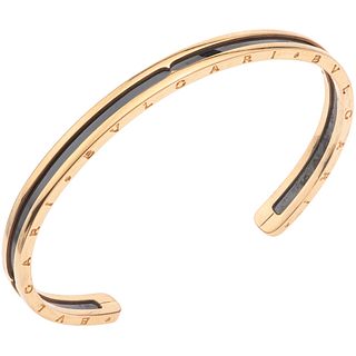 STEEL AND 18K ROSE GOLD BRACELET FROM THE BVLGARI FIRM, B.ZERO1 COLLECTION, Open design, rigid. 