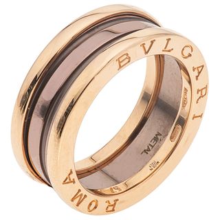 CERAMIC AND 18K ROSE GOLD RING FROM THE BVLGARI FIRM, B.ZERO1 COLLECTION Weight: 9.1 g. Size: 7 ¾