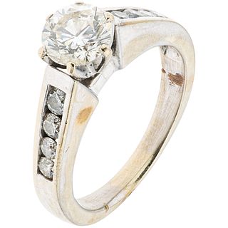 14K WHITE GOLD DIAMOND RING Shows wear and marks. Weight: 5.7 g. Size: 7¼ 1 Diamond cut br ...
