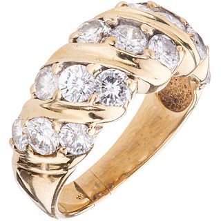 RING WITH DIAMONDS IN 14K YELLOW GOLD Size adjustment mark. Weight: 6.2 g. Size: 7 15 Brilliant cut diamonds ...