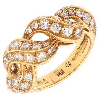 RING WITH DIAMONDS IN 18K YELLOW GOLD Weight: 6.3 g. Size: 6 ¼ 49 Brilliant cut diamonds ~ 0.85 ct