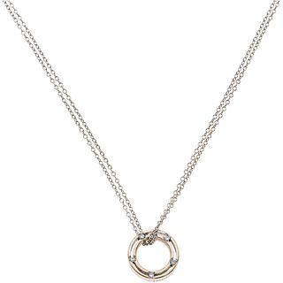 18K WHITE GOLD DIAMOND CHOKER AND PENDANT FROM THE DAMIANI FIRM Choker with carabiner clasp. Length...