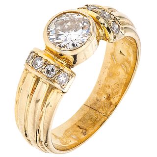 RING WITH DIAMONDS IN 14K YELLOW GOLD Weight: 5.3 g. Size: 6 1 Brilliant cut diamond ~ 0.60 ct