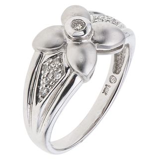 RING WITH DIAMONDS IN 14K WHITE GOLD Weight: 4.0 g. Size: 7 11 Brilliant cut diamonds ~ 0.13 ct