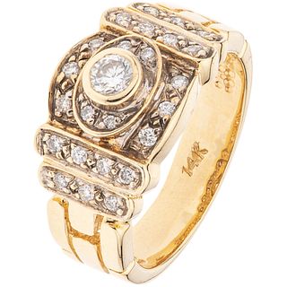 14K YELLOW GOLD DIAMOND RING Weight: 5.7 g. Size: 6 ¼ 25 Brilliant cut diamonds ...