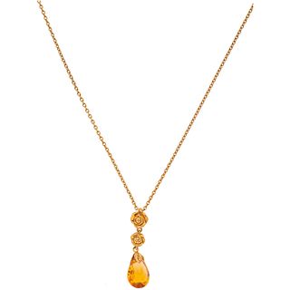 18K YELLOW GOLD CITRINE NECKLACE AND PENDANT Necklace with carabiner clasp. Length: 18.8" (48 cm) Pendant with pass ...