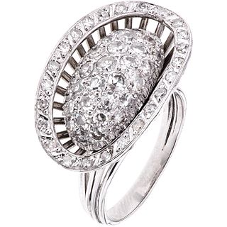 RING WITH DIAMONDS IN PALLADIUM SILVER  Weight: 9.4 g. Size: 8 ¾ 59 Diamonds cut 8x8 ~ 1.90 ct