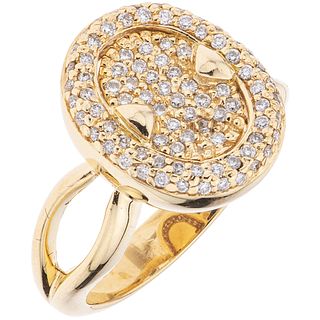 DIAMOND RING IN 14K YELLOW GOLD With 86 brilliant cut diamonds ~ 0.58 ct Weight: 8.3 g. Size: 7 ¾