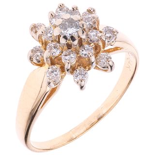 RING WITH DIAMONDS IN 14K YELLOW GOLD Weight: 3.4 g. Size: 7 17 Brilliant cut diamonds ~ 0.47 ct