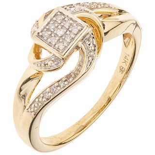 RING WITH DIAMONDS IN 14K YELLOW GOLD Weight: 3.2 g. Size: 7 17 Cut Diamonds 8x8 ~ 0.11 ct