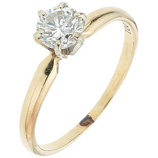 SOLITAIRE RING WITH DIAMOND IN 14K YELLOW GOLD Weight: 1.8 g. Size: 7 ¼ 1 Brilliant cut diamond ~ 0.50 ct ...