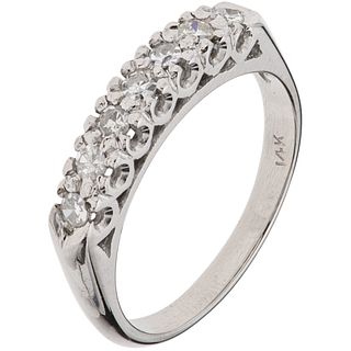 RING WITH DIAMONDS IN 14K WHITE GOLD Weight: 2.8 g. Size: 5 ½ 7 Diamonds cut 8x8 ~ 0.21 ct