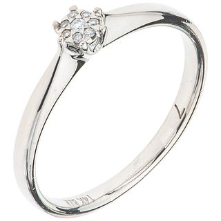 RING WITH DIAMONDS IN 14K WHITE GOLD Weight: 2.3 g. Size: 6 ¾ 8 8x8 cut diamonds and brilliant ~ 0.05 ct