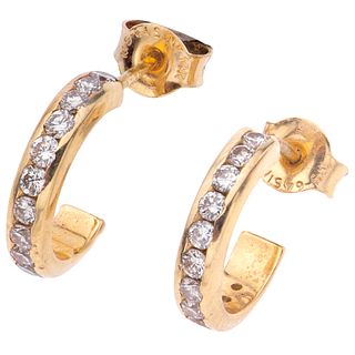 PAIR OF DIAMOND EARRINGS IN 14K YELLOW GOLD Weight: 1.9 g. Size: 0.07 x 0.43" (0.2 x 1.1 cm)